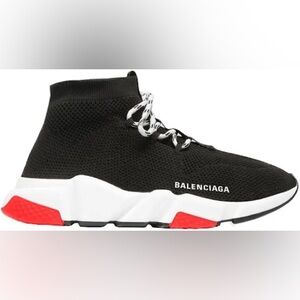 Balenciaga Mens Speed LT Lace-Up Sneaker In Black Knit